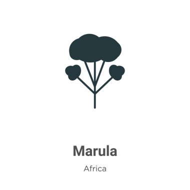 Beyaz arkaplanda Marula vektör simgesi. Mobil konsept ve web uygulamaları tasarımı için modern Afrika koleksiyonundan düz vektör marula simgesi işareti.