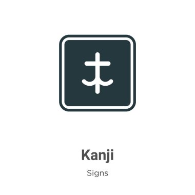 Kanji sembolü Japon sembolü. Beyaz arka planda simge vektörü. Japonya simgesinin yassı vektör kanji sembolü. Mobil konsept ve web uygulamaları tasarımı için modern tabelalar koleksiyonundan..