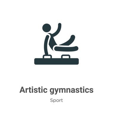 Beyaz arka planda sanatsal jimnastik sembolü vektörü. Mobil konsept ve web uygulamaları tasarımı için modern spor koleksiyonundan düz vektör sanatsal jimnastik simgesi işareti.