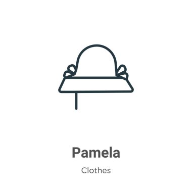 Pamela vektör simgesini özetliyor. İnce çizgi siyah Pamela simgesi, düz vektör basit element çizimi, düzenlenebilir kıyafet konsepti, beyaz arkaplanda izole edilmiş.