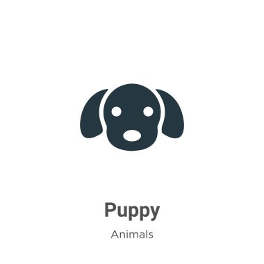 Beyaz arka planda köpek yavrusu vektör simgesi. Mobil konsept ve web uygulamaları tasarımı için modern hayvan koleksiyonundan düz vektör köpek ikonu simgesi işareti.