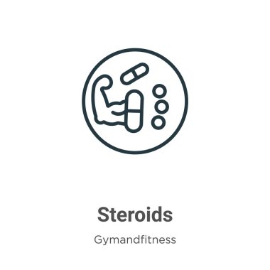 Steroidler vektör simgesini çiziyor. İnce çizgi siyah steroid ikonu, düz vektör basit element çizimi düzenlenebilir gymandfitness kavramından izole edilmiş beyaz arkaplan