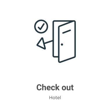 Taslak vektör simgesine bak. İnce çizgi siyah kontrol simgesi, düz vektör basit gösterimi düzenlenebilir otel konsepti beyaz arkaplan izole