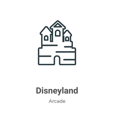 Disneyland ana hatları vektör simgesi. İnce çizgi siyah Disneyland simgesi, düz vektör basit element illüstrasyonu düzenlenebilir eğlence konseptinden izole edilmiş beyaz arkaplan