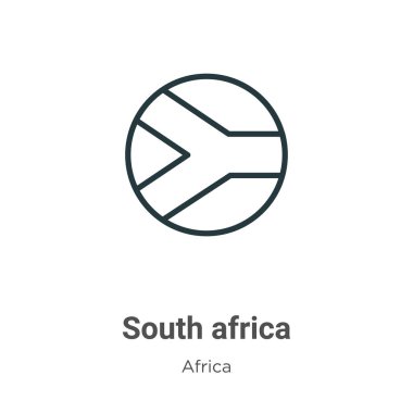 Güney Afrika ana hatları vektör ikonu. İnce çizgi siyah Güney Afrika ikonu, düz vektör basit element illüstrasyonu, beyaz arka planda izole edilmiş Afrika konsepti.