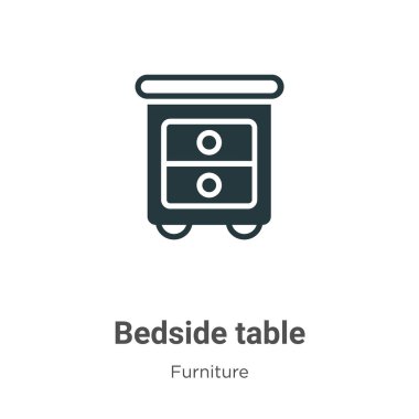 Beyaz arkaplanda komodin sembolü vektörü. Mobil konsept ve web uygulamaları tasarımı için modern mobilya koleksiyonundan düz vektör başucu simgesi işareti.