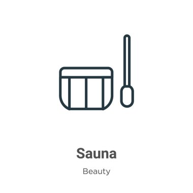 Sauna ana hatlı vektör simgesi. İnce çizgi siyah sauna simgesi, düz vektör basit element çizimi, düzenlenebilir güzellik kavramından beyaz arkaplanda izole edilmiş.
