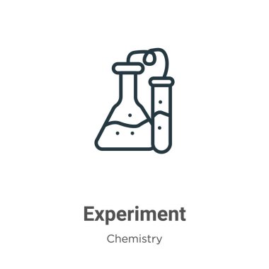 Deney taslağı vektör simgesi. İnce çizgi siyah deney simgesi, düz vektör basit element illüstrasyonu düzenlenebilir kimya kavramından izole edilmiş beyaz arkaplan