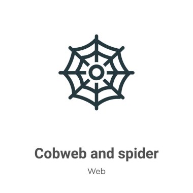 Beyaz arka planda örümcek ağı ve örümcek sembolü vektörü. Mobil konsept ve web uygulamaları tasarımı için modern web koleksiyonundan düz vektör örümcek ağı ve örümcek simgesi simgesi işareti.