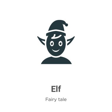 Beyaz arkaplanda elf vektör simgesi. Mobil konsept ve web uygulamaları tasarımı için modern masal koleksiyonundan düz vektör elf simgesi işareti.