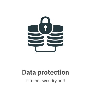 Beyaz arkaplanda veri koruma vektör simgesi. Mobil konsept ve web uygulamaları tasarımı için modern internet güvenliği ve ağ oluşturma koleksiyonundan düz vektör veri koruma simgesi işareti.