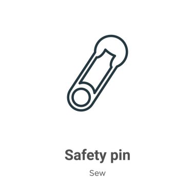 Safety pin outline vector icon. Thin line black safety pin icon, flat vector simple element illustration from editable sew concept isolated on white background