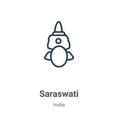 Saraswati outline vector icon. Thin line black saraswati icon, flat vector simple element illustration from editable india concept isolated on white background