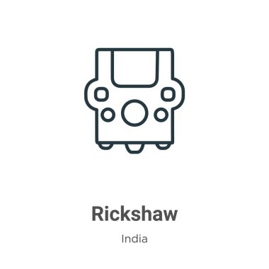 Rickshaw outline vector icon. Thin line black rickshaw icon, flat vector simple element illustration from editable india concept isolated on white background