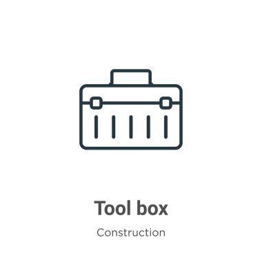Tool box outline vector icon. Thin line black tool box icon, flat vector simple element illustration from editable construction concept isolated on white background