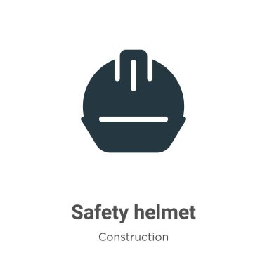 Beyaz arka planda güvenlik miğferi vektör simgesi. Mobil konsept ve web uygulamaları tasarımı için modern inşaat koleksiyonundan düz vektör güvenlikli kask simgesi işareti.