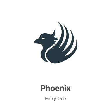 Beyaz arkaplanda Phoenix vektör simgesi. Mobil konsept ve web uygulamaları tasarımı için modern peri masalı koleksiyonundan düz vektör Phoenix simgesi işareti.