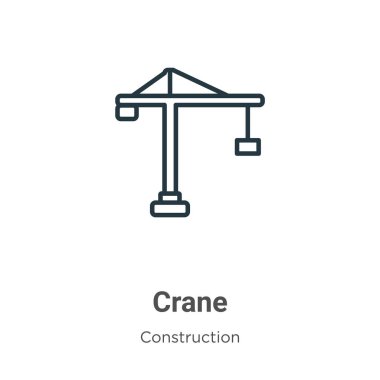Crane outline vector icon. Thin line black crane icon, flat vector simple element illustration from editable construction concept isolated on white background