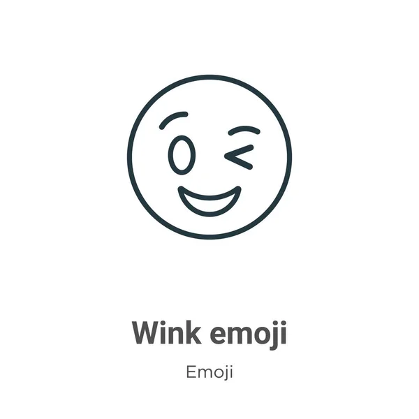 Mrugnij Emoji Zarys Ikony Wektora Cienki Czarny Mrugnięcie Emotka Ikona — Wektor stockowy