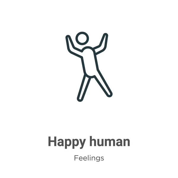 Happy Human Outline Vector Icon Icono Humano Feliz Línea Thin — Vector de stock