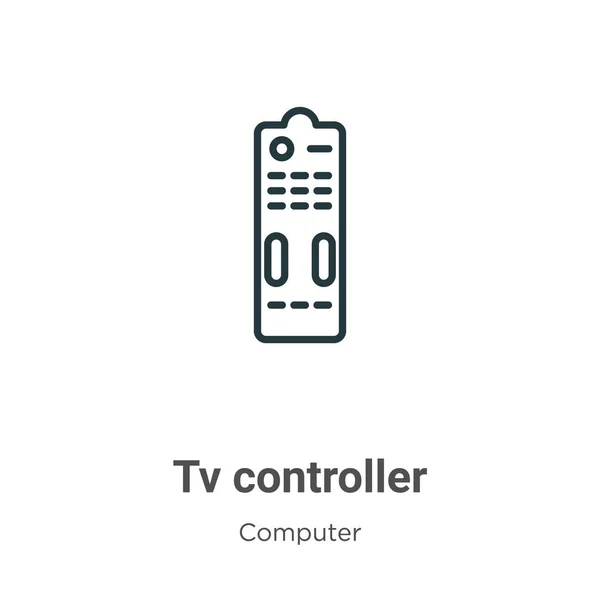 Tv vezérlő vázlat vektor ikon. Vékony vonal fekete TV vezérlő ikon, lapos vektor egyszerű elem illusztráció szerkeszthető számítógépes koncepció elszigetelt fehér háttér — Stock Vector