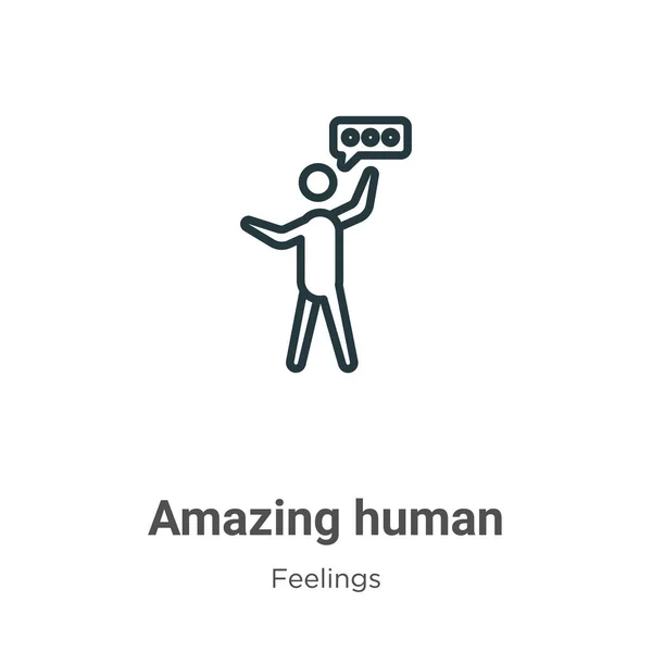 Amazing human outline vector icon. Icono humano sorprendente en línea de Thin negro, ilustración vectorial plana simple elemento del concepto de sensaciones comestibles aislado sobre fondo blanco. — Archivo Imágenes Vectoriales