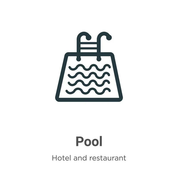 白い背景にプールベクトルアイコン モバイルコンセプトとWebアプリのデザインのための現代的なホテルやレストランのコレクションからフラットベクトルプールアイコン記号記号 — ストックベクタ