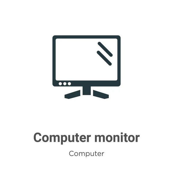 Computer Monitor Vector Icon White Background Flat Vector Computer Monitor — Stock Vector