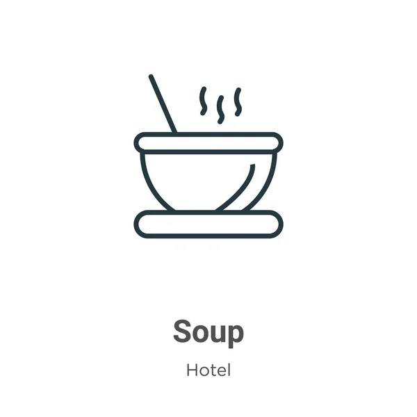 汤轮廓矢量图标 细线黑汤图标 平面矢量简单元素说明从可编辑餐厅概念分离出来的白色背景 — 图库矢量图片