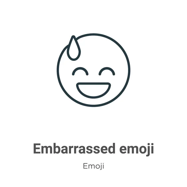 Embaraçado Emoji Esboço Vetor Ícone Linha Fina Preto Envergonhado Emoji — Vetor de Stock