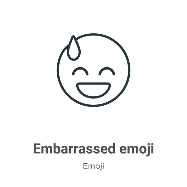 恥ずかしい絵文字アウトラインベクトルアイコン 細い線ブラック Emojidex 絵文字デックス 白を基調とした編集可能な絵文字コンセプトからのフラットベクトルシンプルな要素イラスト — ストックベクタ