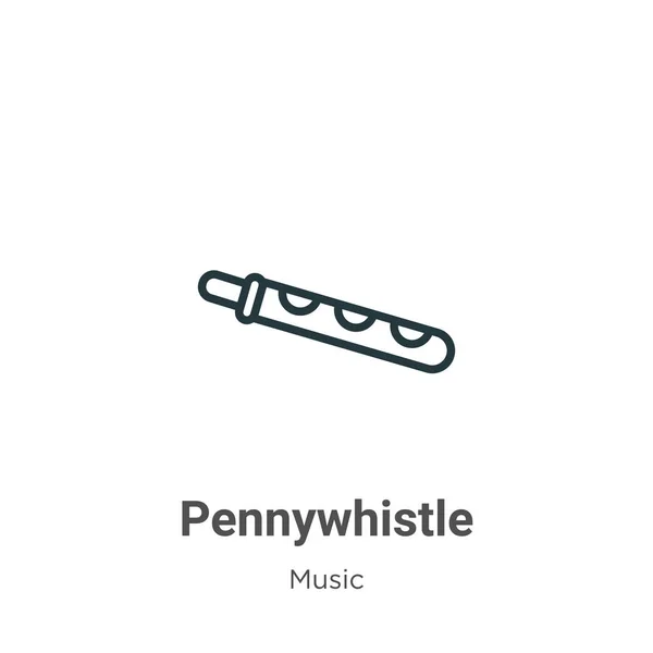 Pennywhistle Outline Vector Icon Thin Line Black Pennywhistle Icon Flat — Stock Vector