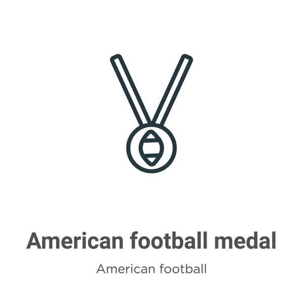Americká Fotbalová Medaile Obrys Vektorové Ikony Tenká Čára Černá Americká — Stockový vektor