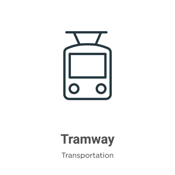 Tramvay Ana Hat Vektör Simgesi Beyaz Arkaplanda Izole Edilmiş Ince — Stok Vektör