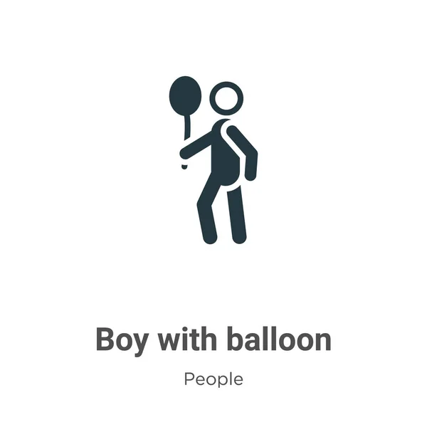白色背景上有气球矢量图标的男孩 带有气球图标符号的平面向量男孩 来自现代人们为移动概念和网络应用程序设计收集的符号 — 图库矢量图片