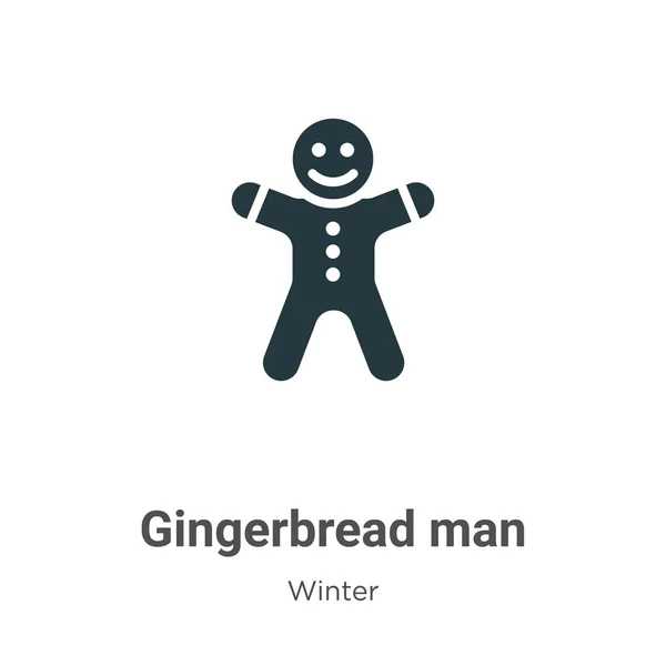 Gingerbread Man Glyph Icon Vector White Background Flat Vector Gingerbread — Stock Vector