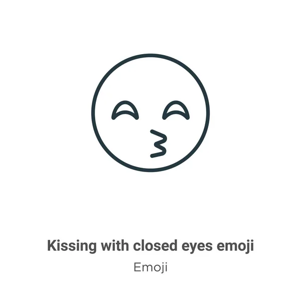 閉じた目でキス絵文字のアウトラインベクトルアイコン 細い線黒が目を閉じてキス Emojidex 絵文字デックス カスタム絵文字サービスのシンプルな要素のイラスト — ストックベクタ