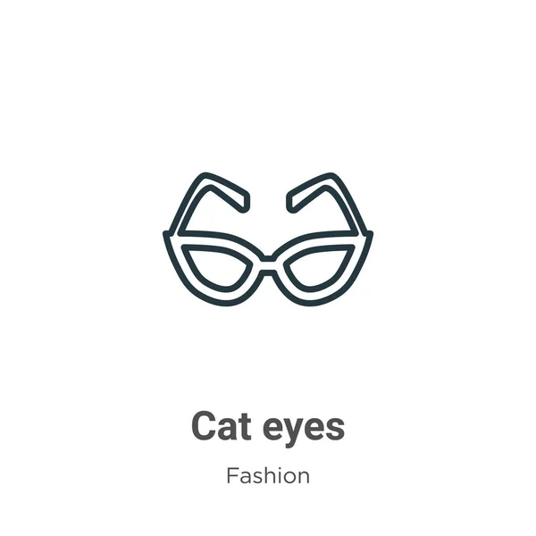 猫の目の輪郭ベクトルアイコン 細い線黒猫の目のアイコン 白の背景に隔離された編集可能なファッションコンセプトからフラットベクトルシンプルな要素イラスト — ストックベクタ