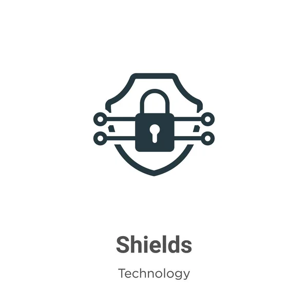 Shields Glyph Icon Vector White Background Flat Vector Shields Icon — Stock Vector