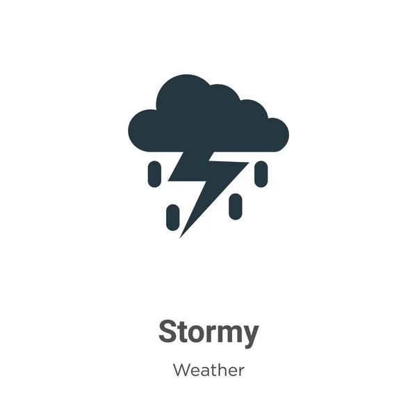 Stürmisches Vektor Symbol Auf Weißem Hintergrund Flacher Vektor Stürmisches Symbol — Stockvektor