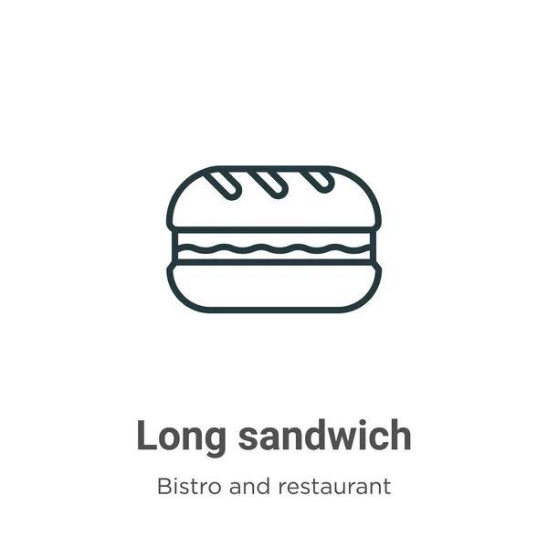 Lange Sandwich Umrisse Vektor Symbol Dünne Linie Schwarzes Langes Sandwich — Stockvektor