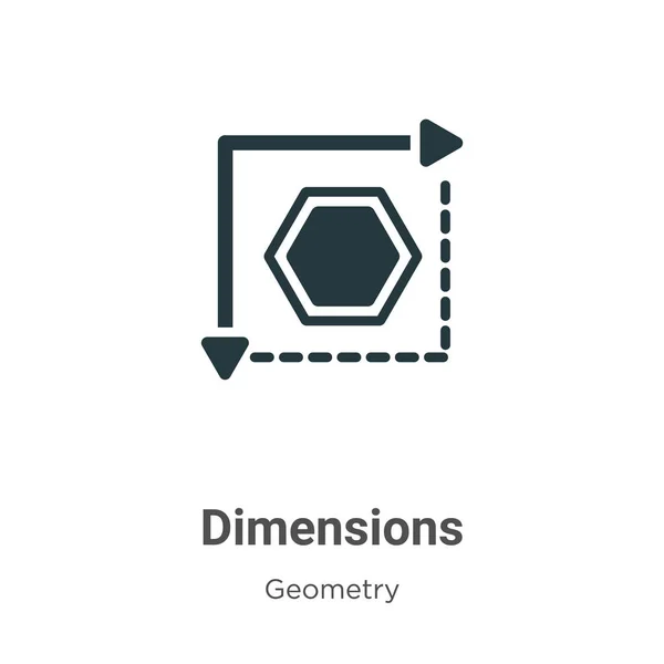 Dimensions Glyph Icon Vector White Background Flat Vector Dimensions Icon — Stock Vector