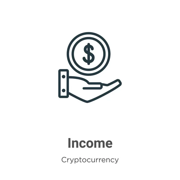Icône Vectorielle Contour Revenu Ligne Mince Icône Revenu Noir Vecteur — Image vectorielle