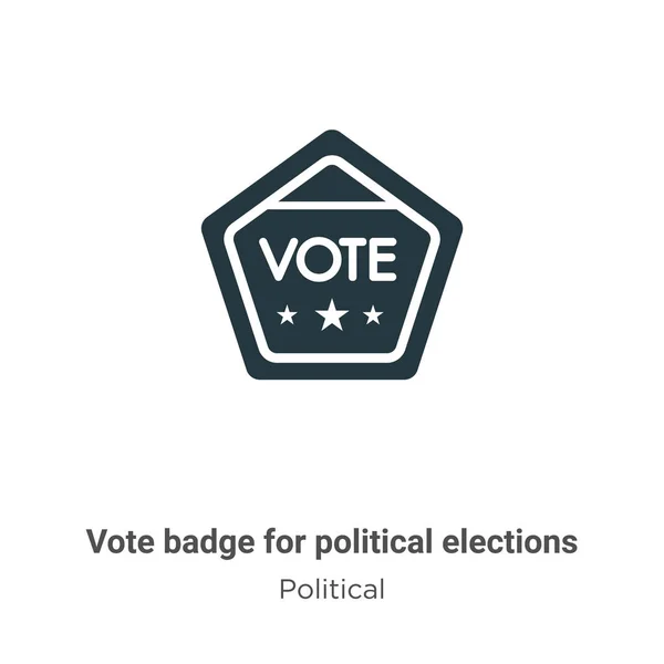 Vote Badge Political Elections Glyph Icon Vector White Background Flat — ストックベクタ