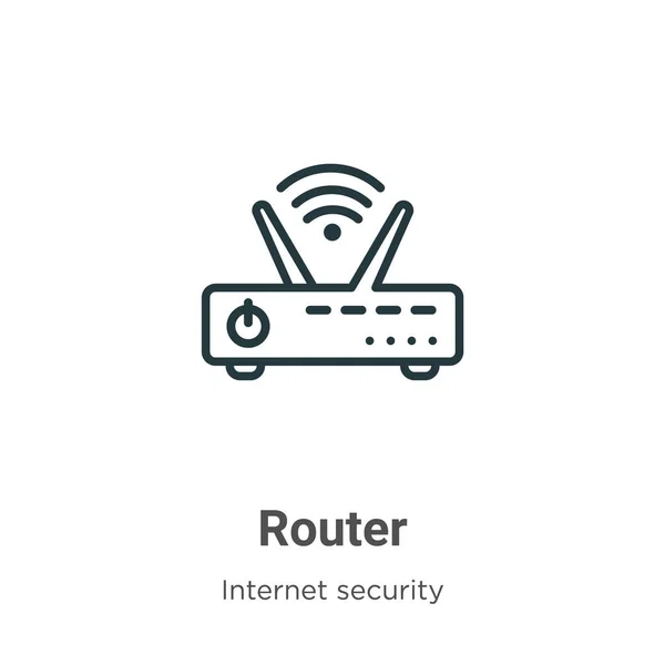 ルーターのアウトラインベクトルアイコン 白い背景に隔離された編集可能なネットワーキングの概念からの細い線の黒いルーターのアイコン 平らなベクトルの単純な要素のイラスト — ストックベクタ