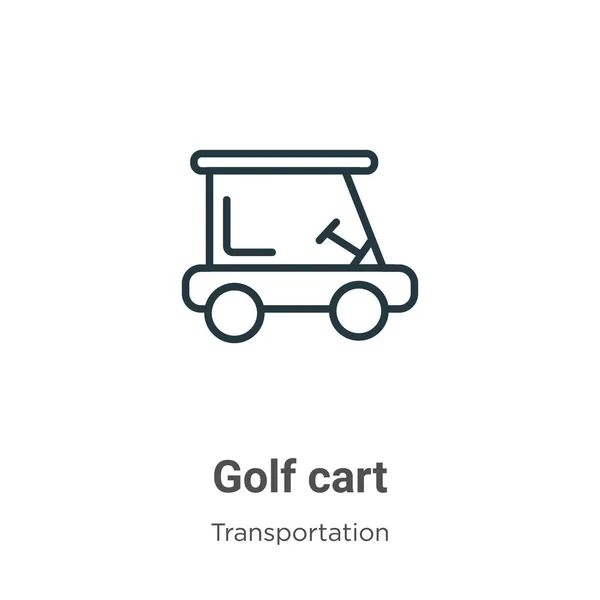 ゴルフカートアウトラインベクトルアイコン 細い線ブラックゴルフカートアイコン 白の背景に隔離された編集可能な輸送コンセプトからフラットベクトルシンプルな要素イラスト — ストックベクタ
