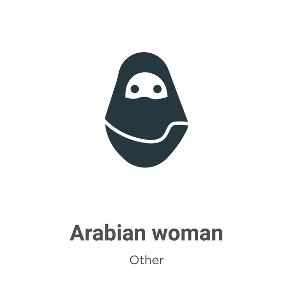Arabská Žena Glyf Ikona Vektor Bílém Pozadí Plochý Vektorový Symbol — Stockový vektor