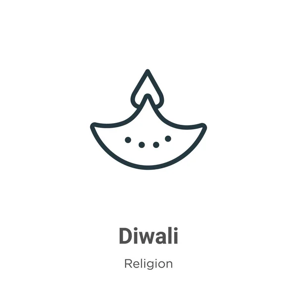 Diwali Umreißt Vektor Symbol Dünne Linie Schwarzes Diwali Symbol Flacher — Stockvektor