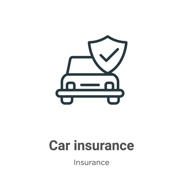 Icône Vectorielle Contour Assurance Automobile Icône Assurance Automobile Noire Mince — Image vectorielle