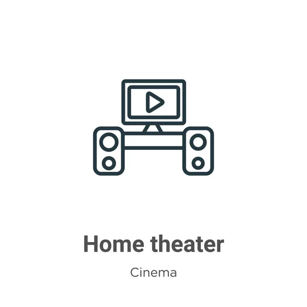 Home Theater Overzicht Vector Icoon Dunne Lijn Zwart Home Theater — Stockvector